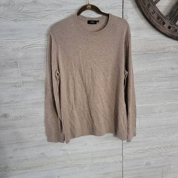 Theory Merino Wool Blend Mens Sweater SZ XL Beige - Picture 1 of 4